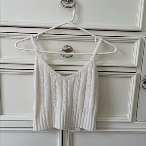 White Cable Knit Women's Top